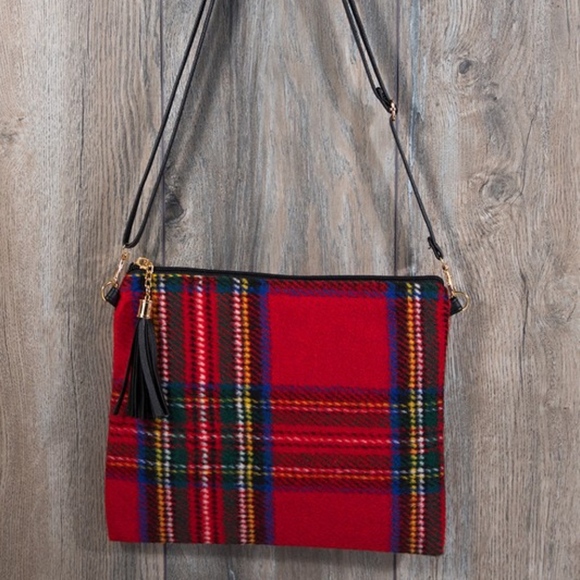 Bags Last 1 Nwt Red Tartan Plaid Cross Body Clutch Bag Poshmark